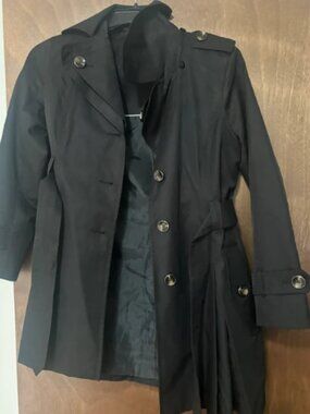 Black trench coat with buttons
